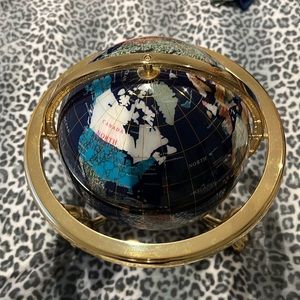 Unique Art Since 1996 14" Tall Blue Lapis Ocean Gemstone Globe